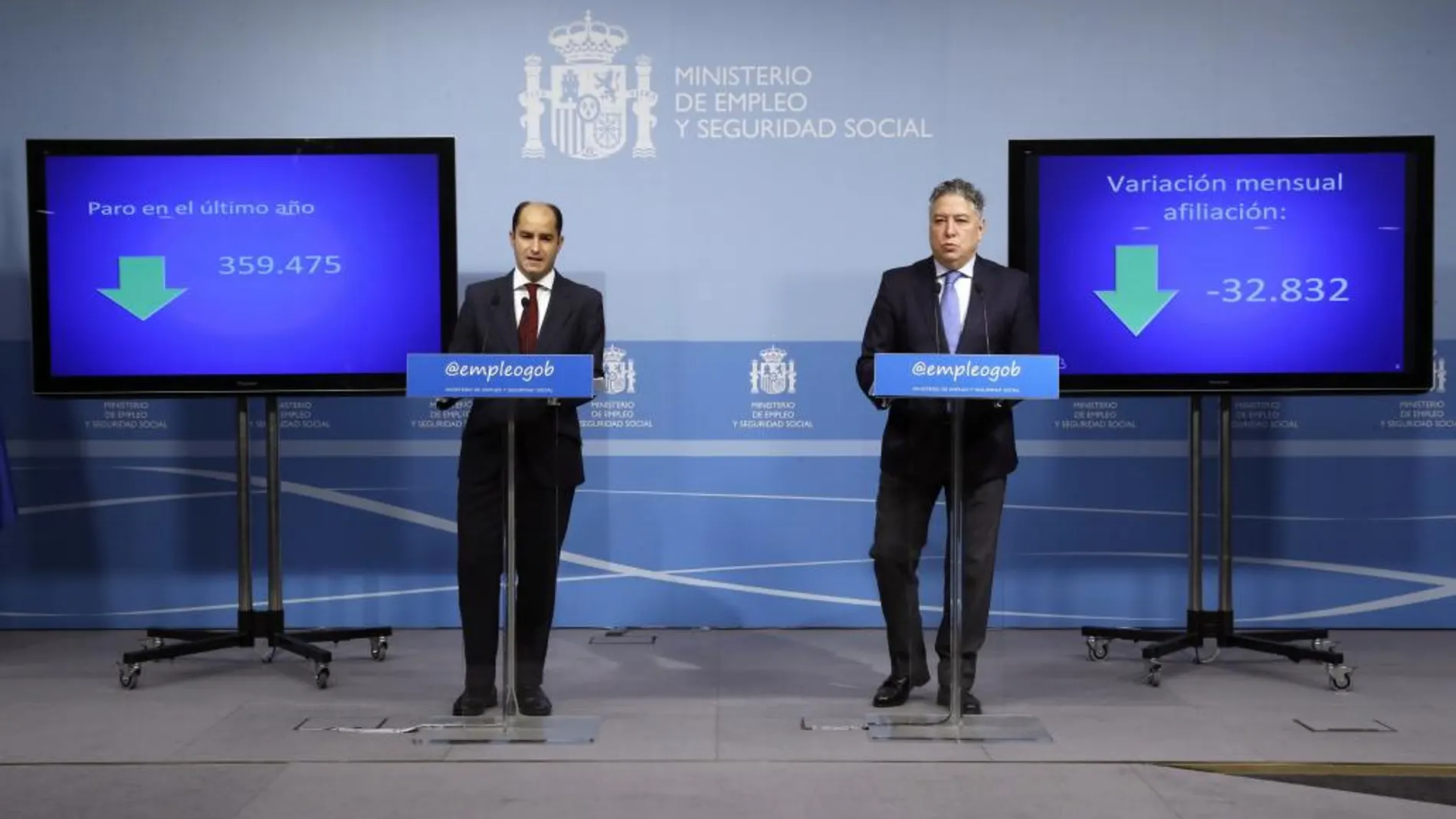 Los secretarios de Estado de Empleo, Juan Pablo Riesgo (i), y de Seguridad Social, Tomás Burgos.