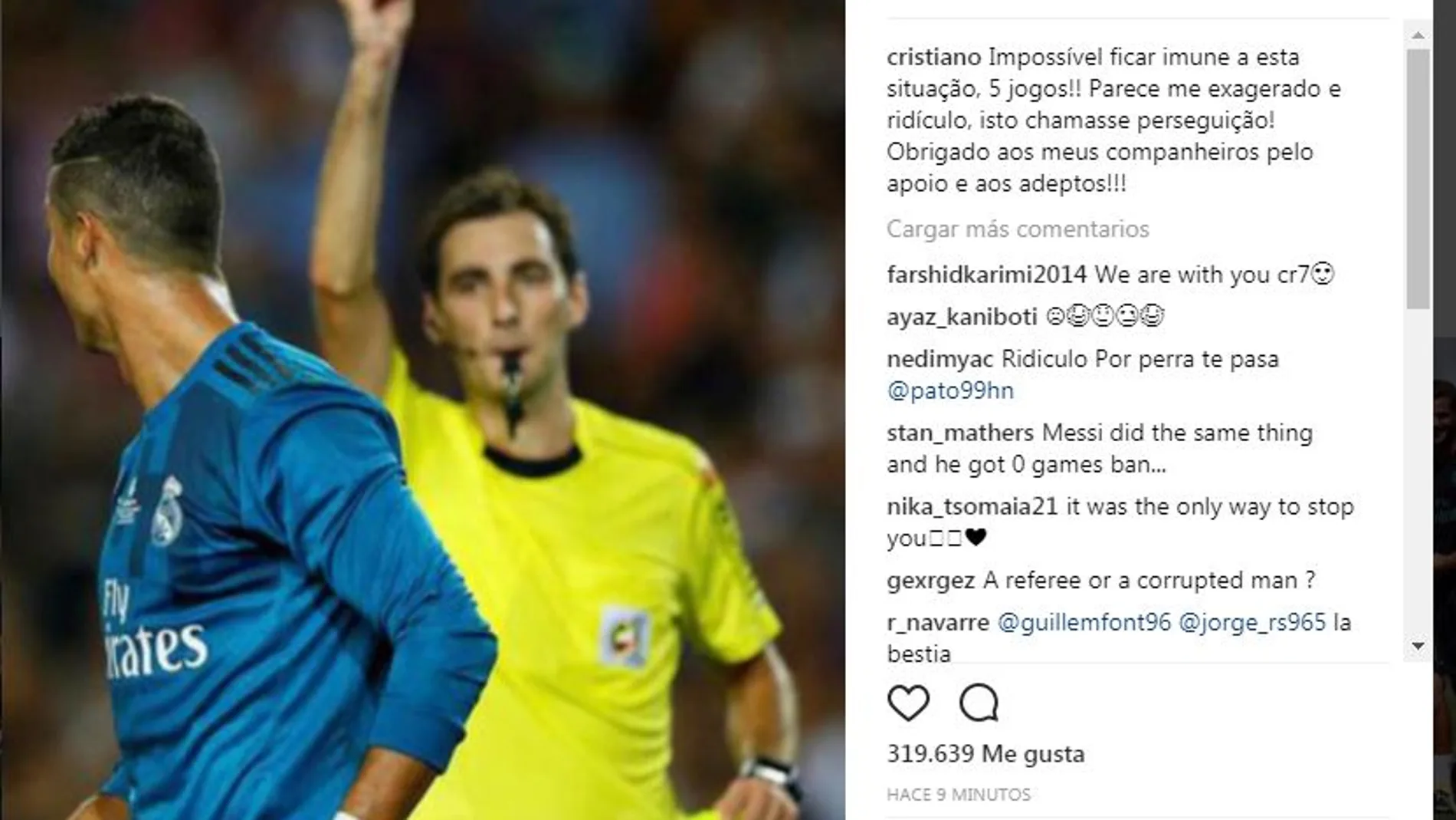 Cristiano Ronaldo en su Instagram.