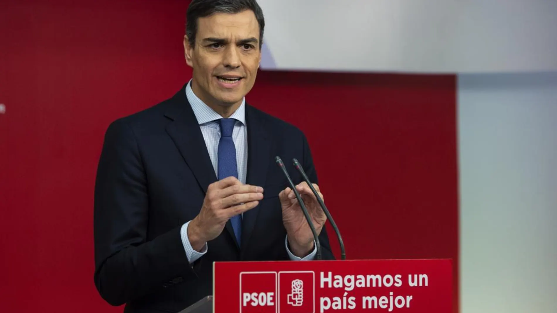 Pedro Sánchez durante la rueda de prensa tras la reunión de la Ejecutiva Federal del partido/Foto: Gonzalo Pérez