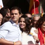Albert Rivera, junto a Inés Arrimadas en la manifestación de Barcelona