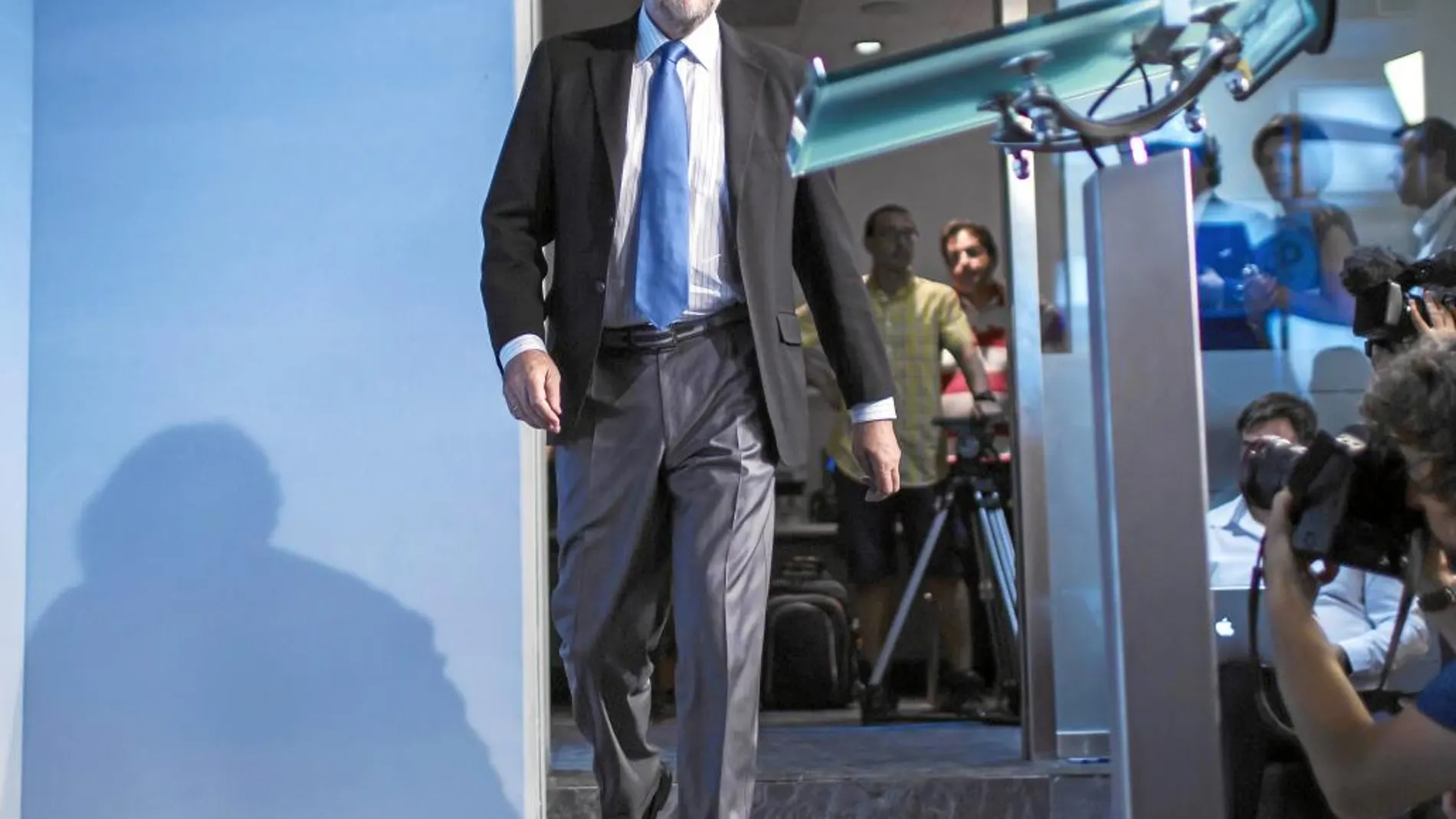 El presidente del Gobierno en funciones, Mariano Rajoy, durante la comparecencia posterior a la reunión del Comité Ejecutivo de junio