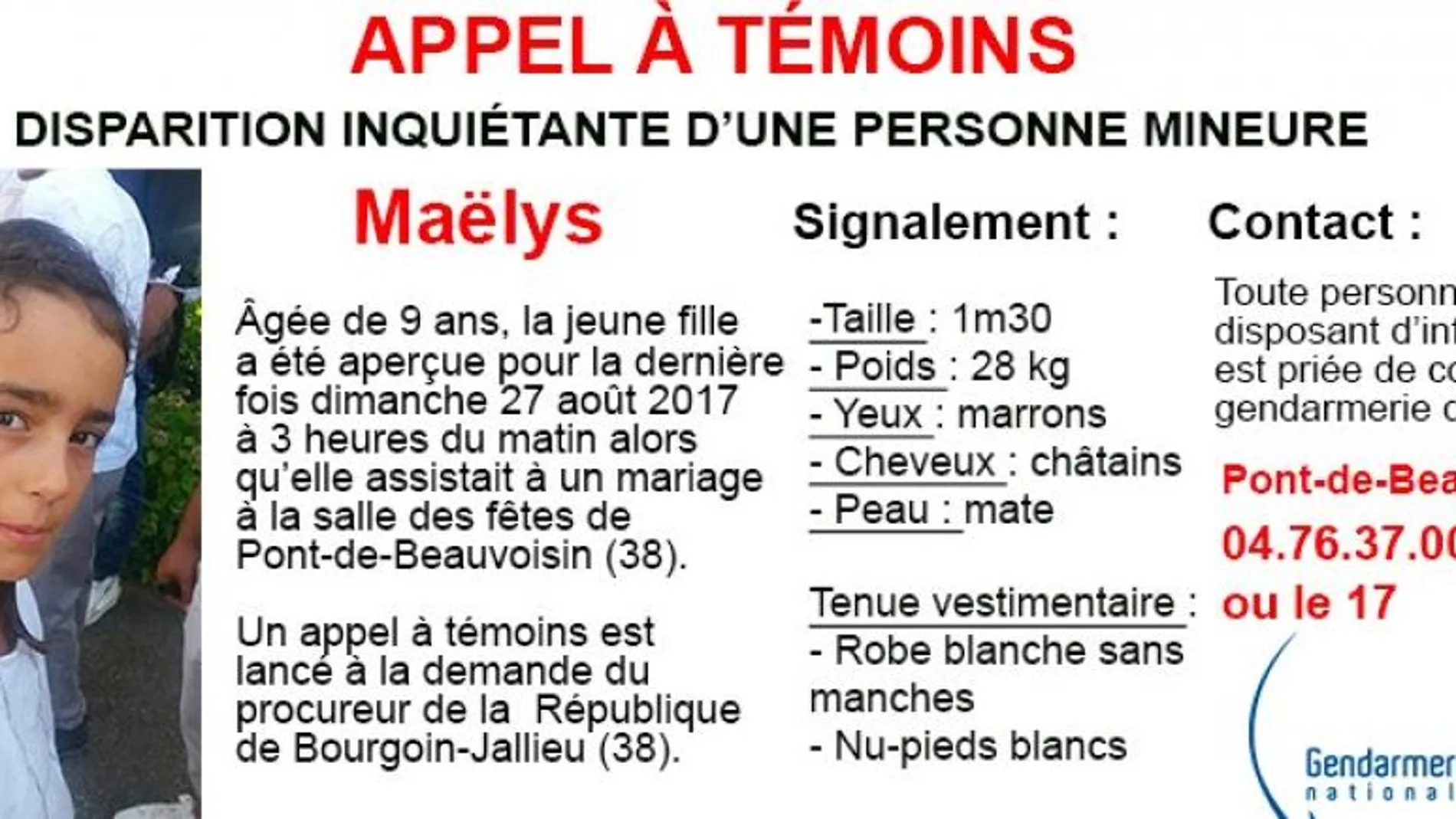 Cartel facilitado por la Gendarmería francesa