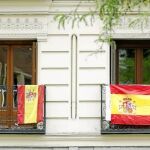 Banderas de España en balcones de Madrid