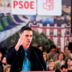 El presidente del Gobierno, Pedro Sánchez, en un acto de partido en Sevilla
