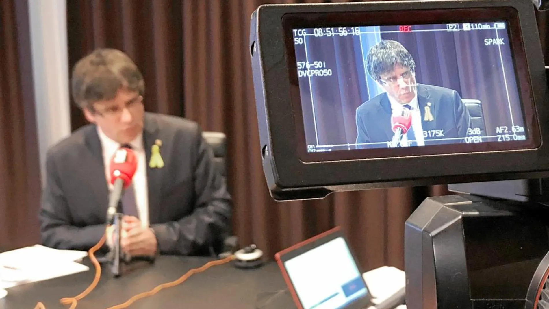 Carles Puigdemont, ayer, durante una entrevista desde Bruselas