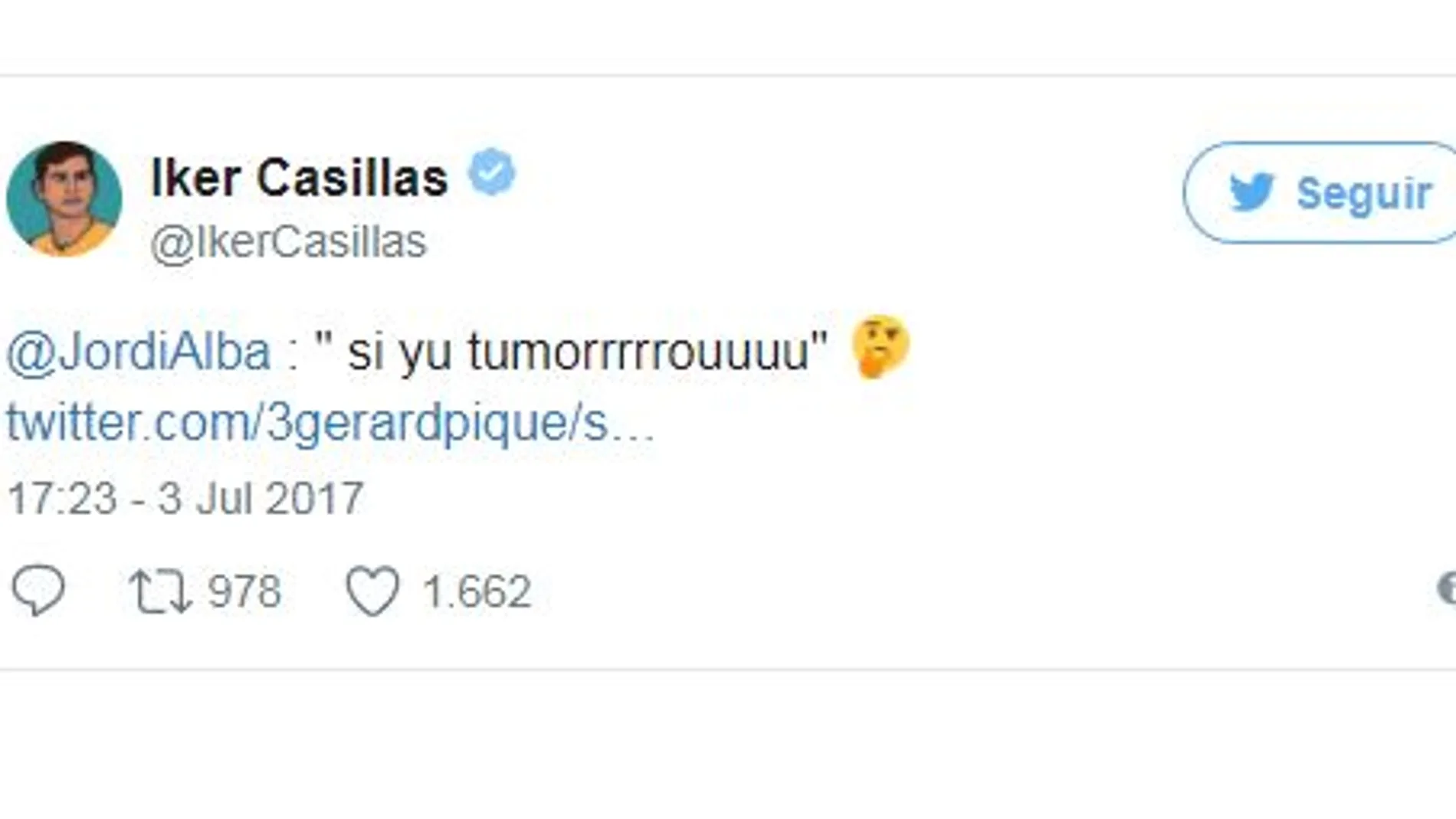 Casillas se 'burla' de Jordi Alba en Twitter