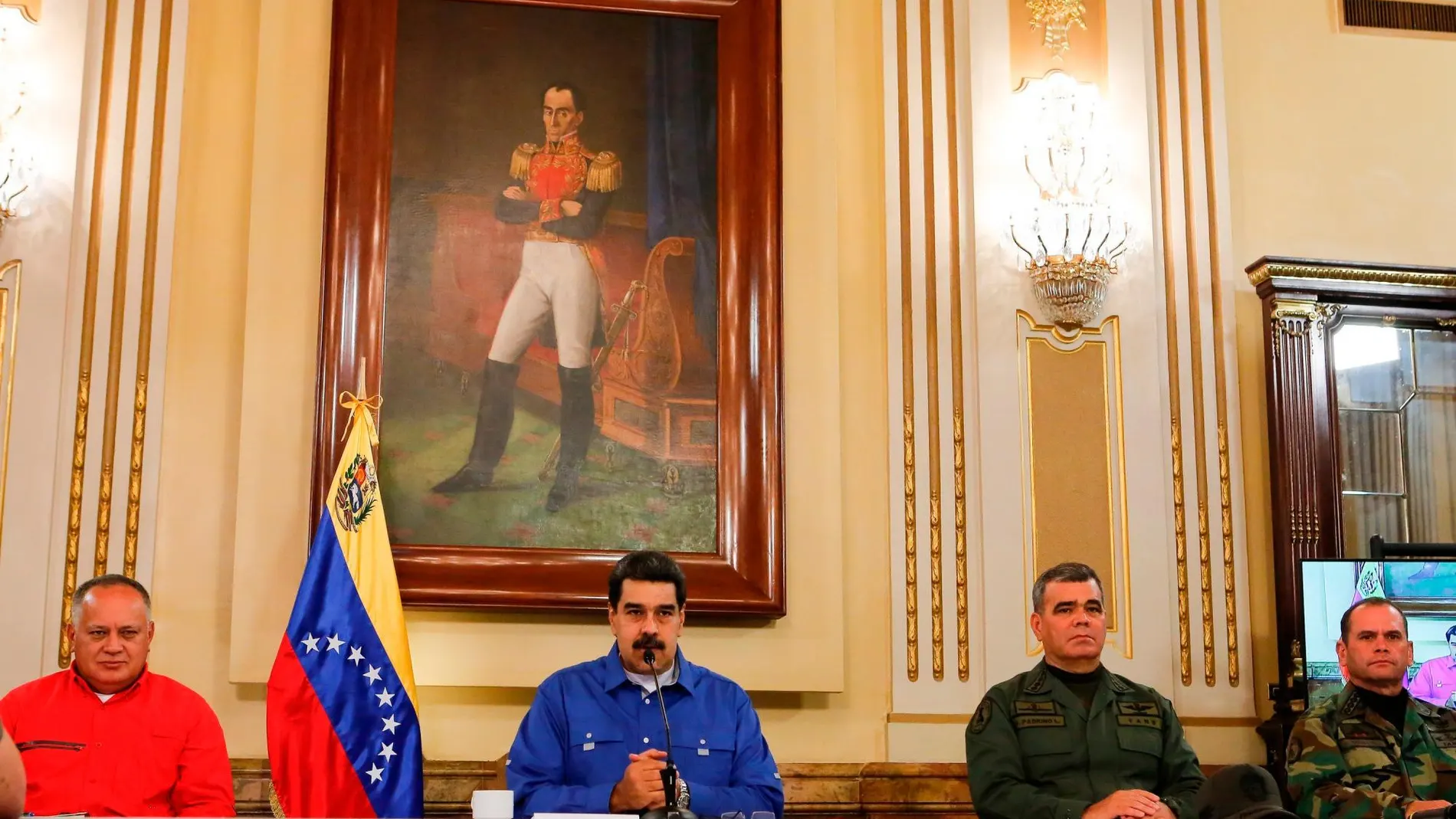 Nicolás Maduro junto a su ministro de Defensa, Vladimir Padrino , y el presidente de la oficialista Asamblea Nacional Constituyente de Venezuela, Diosdado Cabello