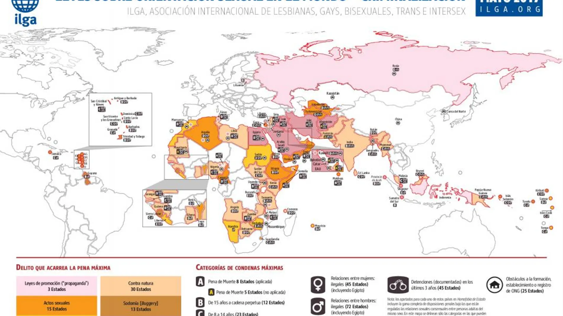 Ser homosexual es delito en 72 países