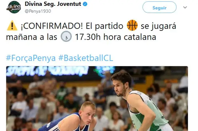 El Joventut juega a las 17:30, «hora catalana»
