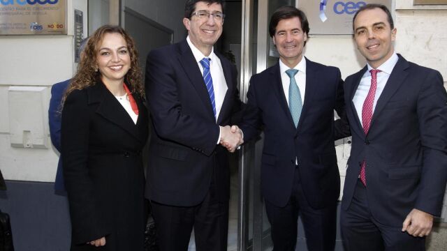 Miguel Rus recibe a una representación de Ciudadanos compuesta por Juan Marín, Marta Escrivá y Javier Millán