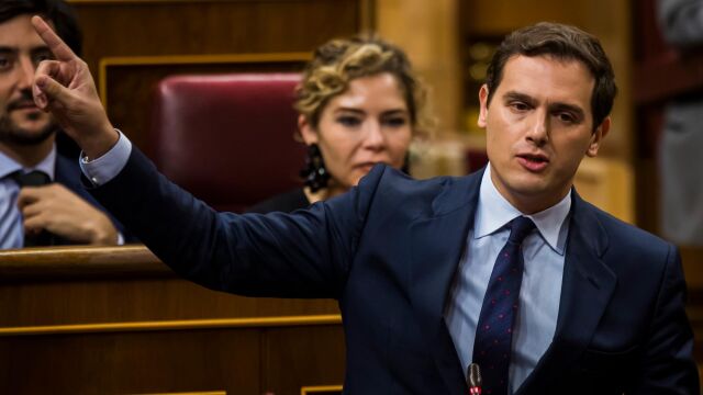 El líder de Ciudadanos, Albert Rivera, durante su intervención en el Congreso