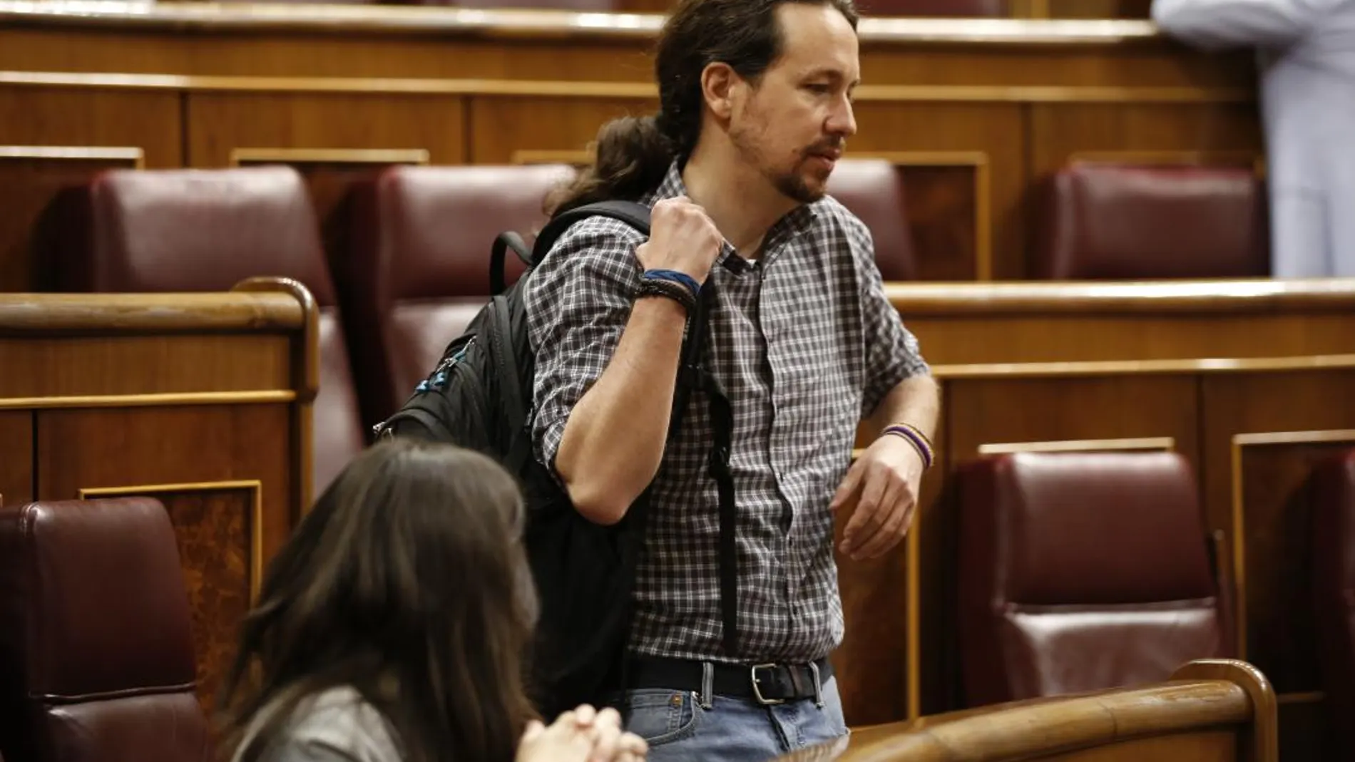 El líder de Podemos, Pablo Iglesias, hoy en el Congreso / Foto: J. Fdez-Largo
