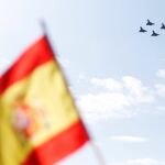 Los cuatro Eurofighter que han desfilado mañana