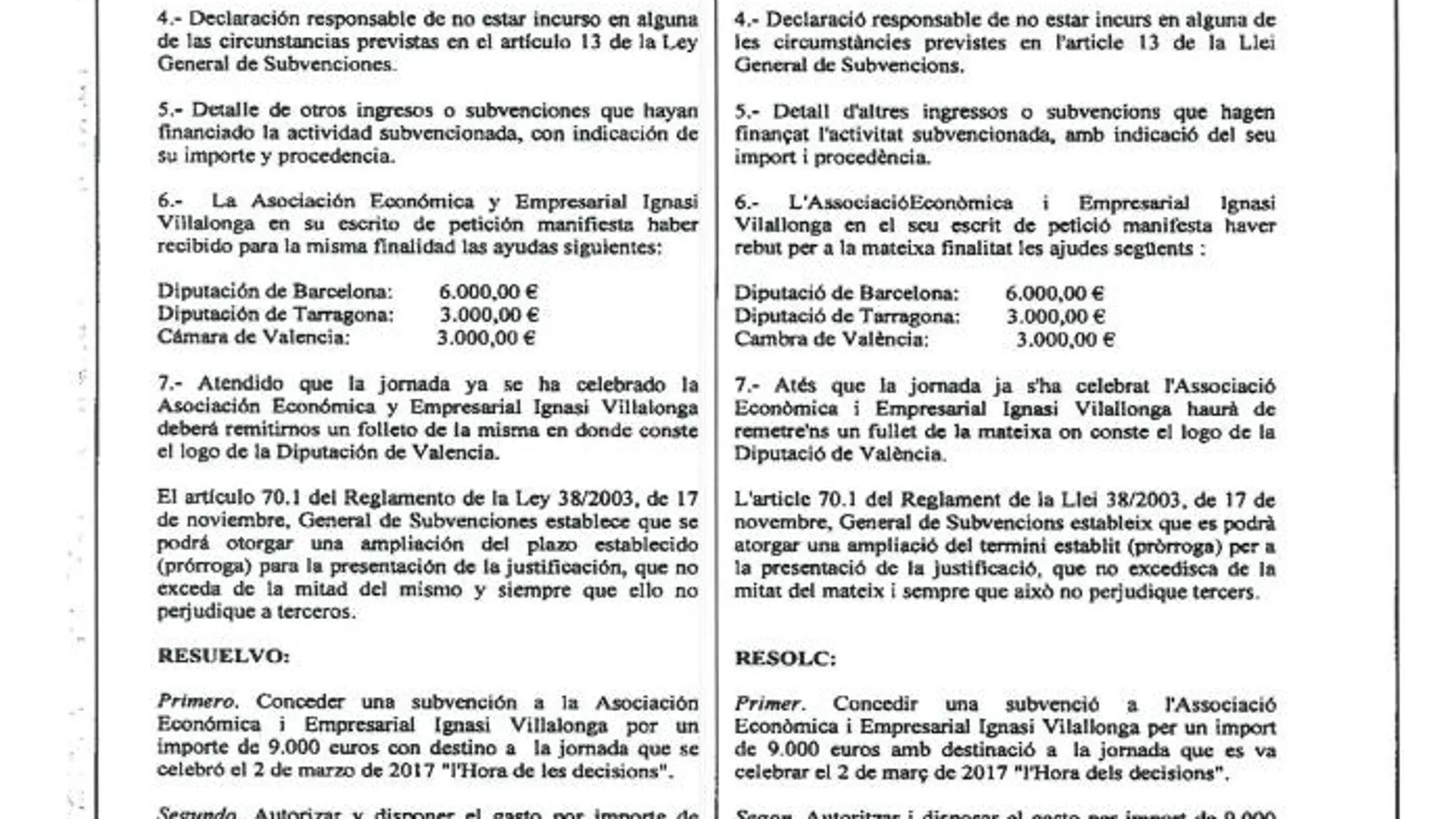 El decreto de pago de la Diputación tiene fecha del 9 de agosto