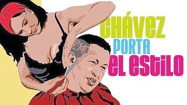 Un cartel callejero de Chávez