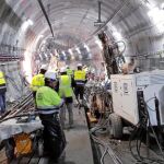 Obras en el túnel de la línea 7 de Metro a su paso por San Fernando de Henares
