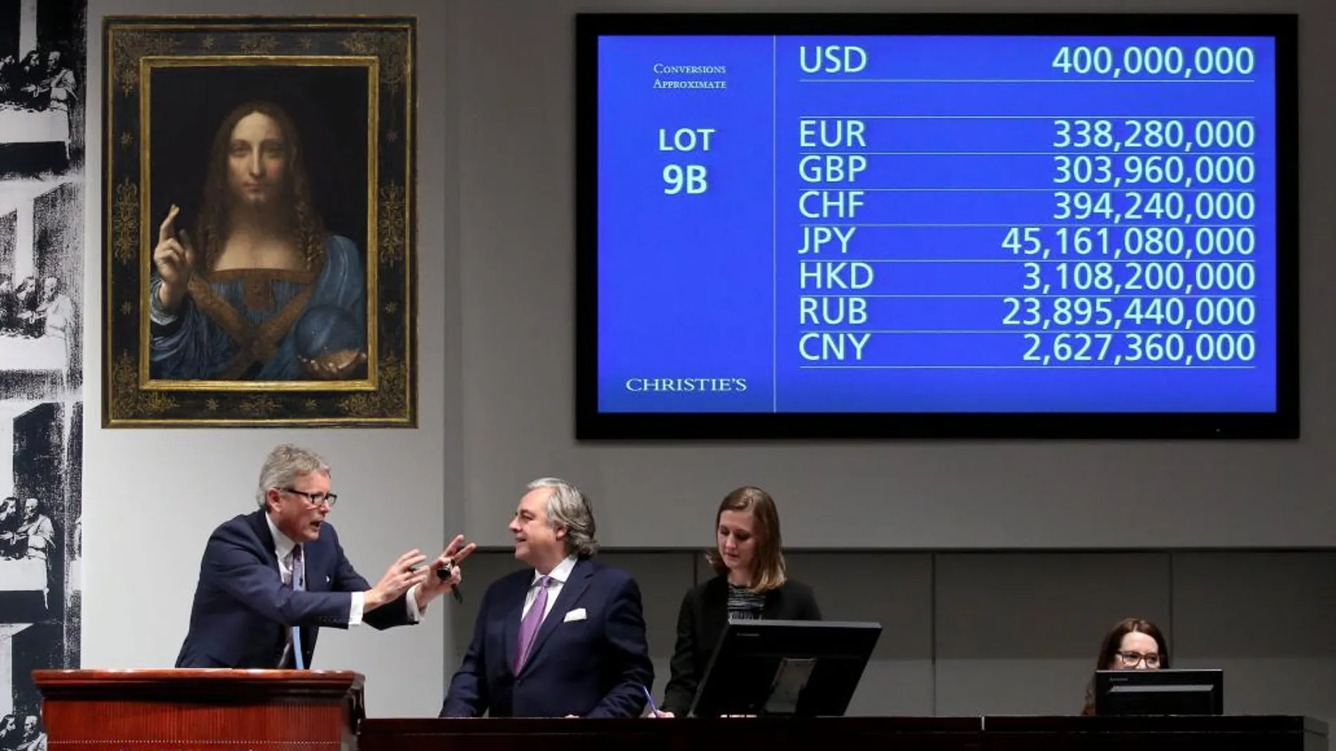 La subasta del "Salvator Mundi", que se convirtió en el cuadro vendido más caro de la historia