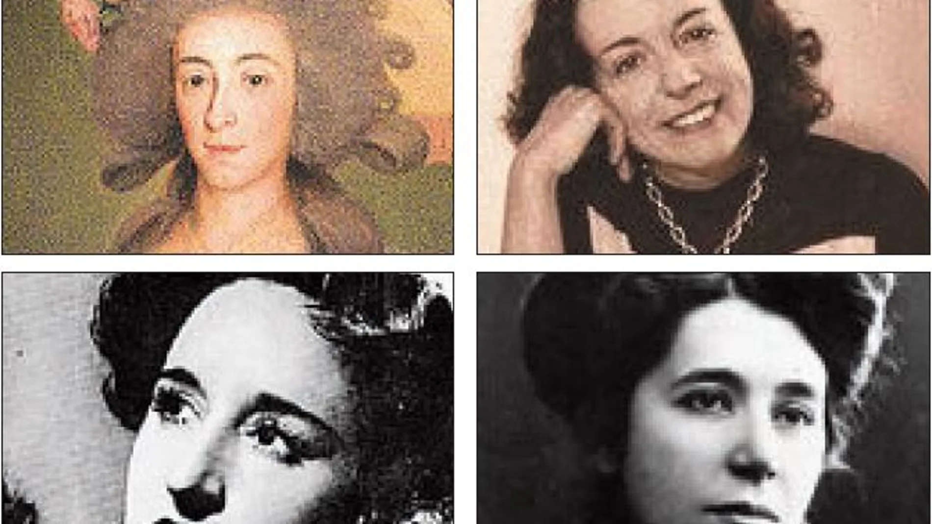 De izda. a dcha., y de arriba abajo, María Josefa, Duquesa de Osuna, Ana de Pombo, Maruja Mallo y María Lejárraga