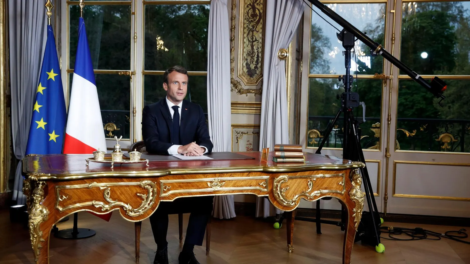 Macron, durante su intervención televisada.