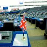 La «Union Jack» en uno de los escaños del Parlamento Europeo. Los 73 eurodiputados británicos dejarán la Cámara una vez se consume el Brexit