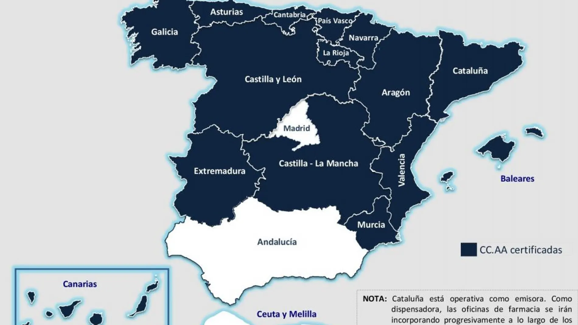Mapa elaborado por el Ministerio de Sanidad, Consumo y Bienestar Social