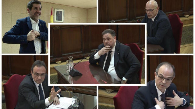 Oriol Junqueras, Jordi Sànchez, Jordi Turull y Josep Rull y Raül Romeva