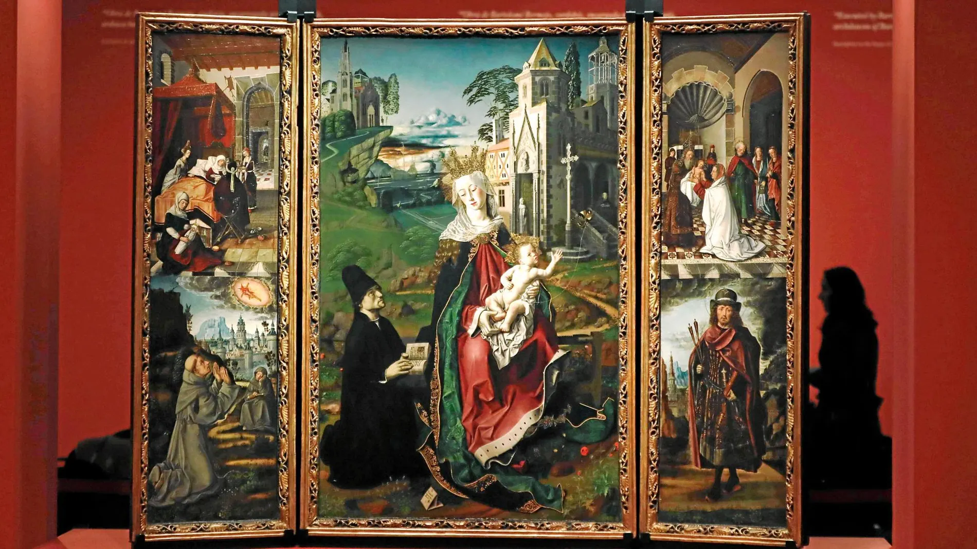 La composición titulada «Tríptico de Montserrat», realizado por Bartolomé Bermejo y el taller de los Osona