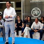 El presidente del PP-A, Juanma Moreno, en su discurso de clausura durante la Interparlamentaria en Ronda