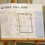 Un mapa con la zona activa del zika