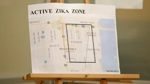 Un mapa con la zona activa del zika