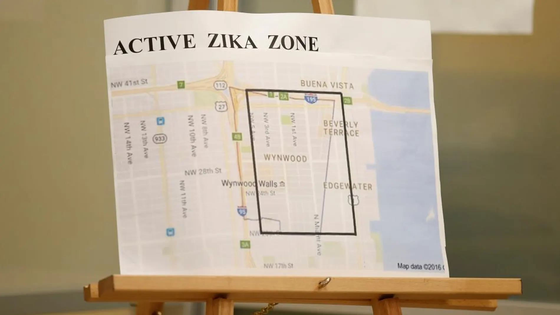 Un mapa con la zona activa del zika