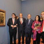 De izquierda a derecha, Alfonso Fernández Mañueco, Hans Rudolph Gerstenmaier, Antonio Sánchez Puero, Marisa Oropesa, Ricardo Rivero y Javier Iglesias, en la inauguración de la exposición