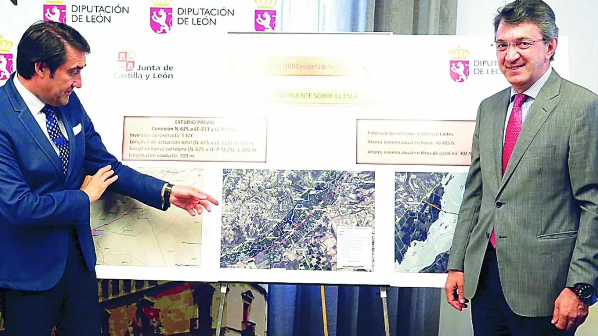 Juan Carlos Suárez-Quiñones y Juan Martínez Majo presentan el estudio del nuevo puente sobre el río Esla