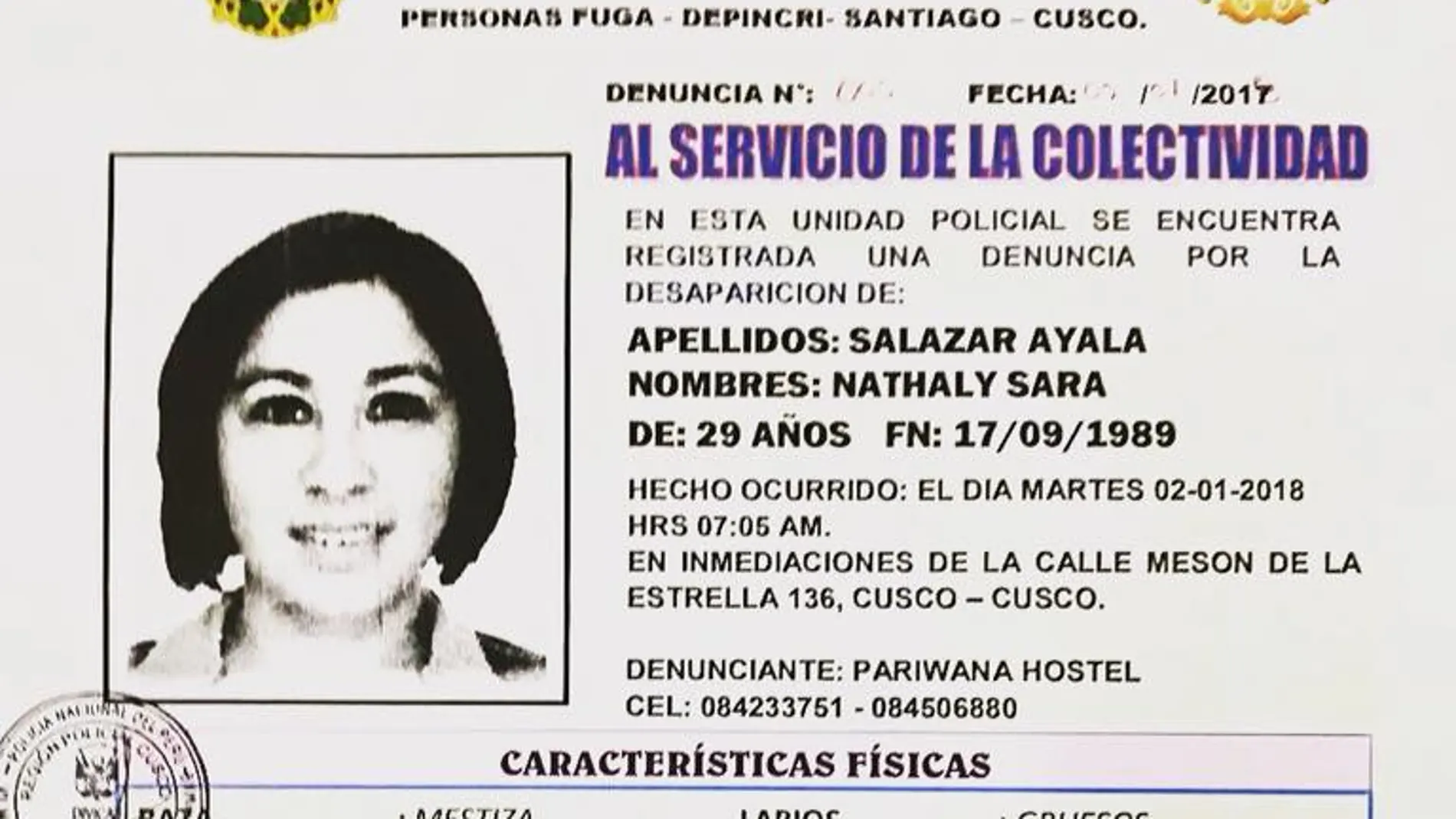 Desaparecida una joven española en Perú