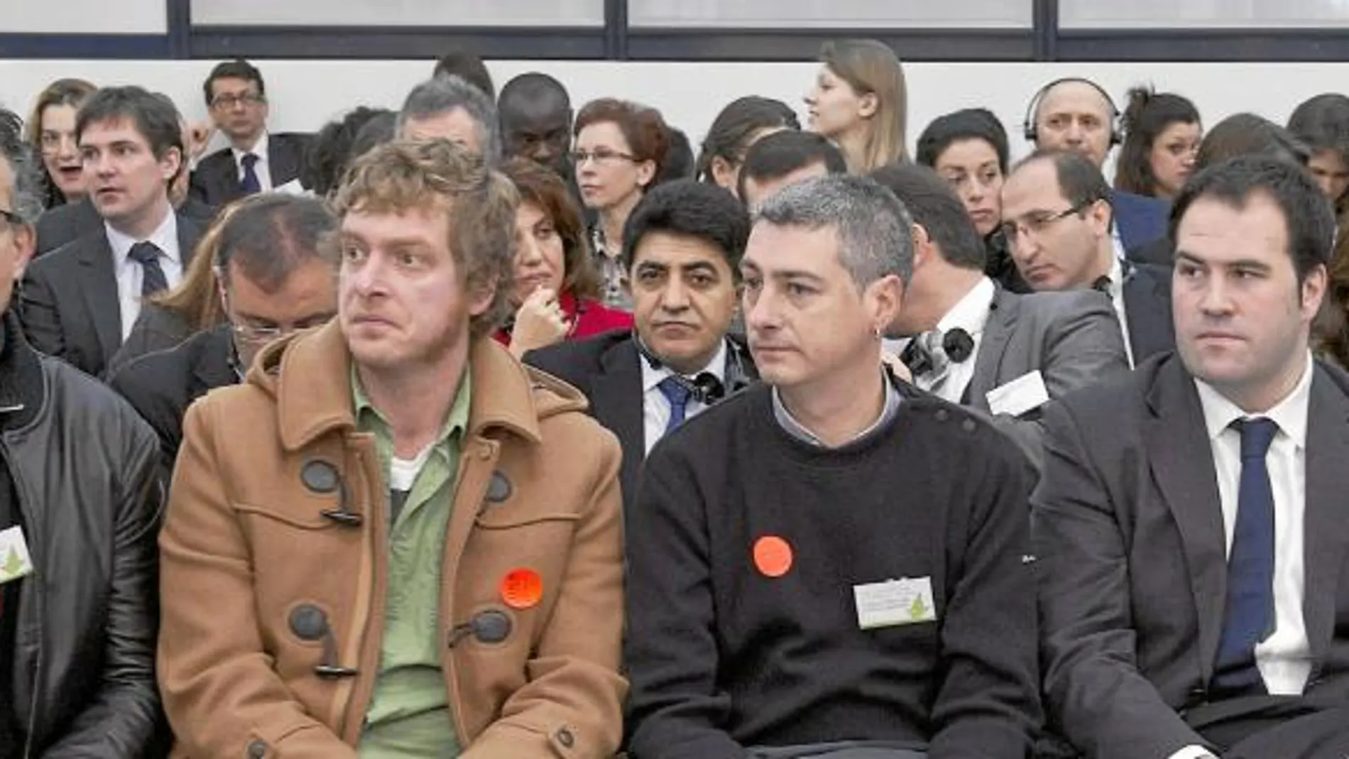 Los representantes de Bildu ocuparon los primeros asientos, ayer, en la vista del recurso por el «caso Inés del Río» en Estrasburgo