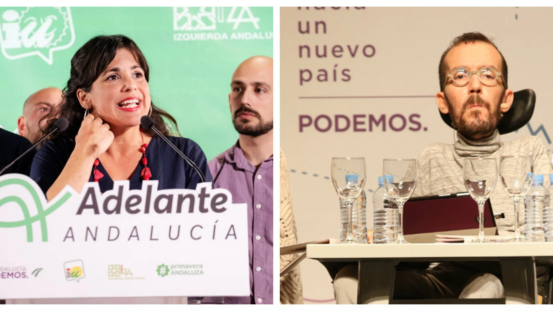 Los líderes de Podemos, Pablo Echenique y Teresa Rodríguez
