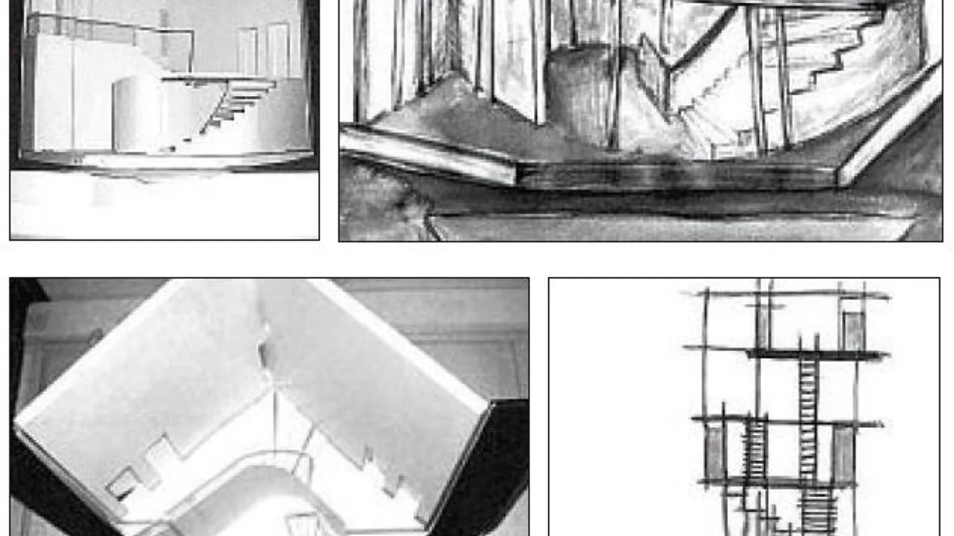 Bocetos del montaje del CDN de «Historia de una escalera», en 2003
