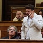 El portavoz de ERC Gabriel Rufián, durante su intervención en el pleno del Congreso