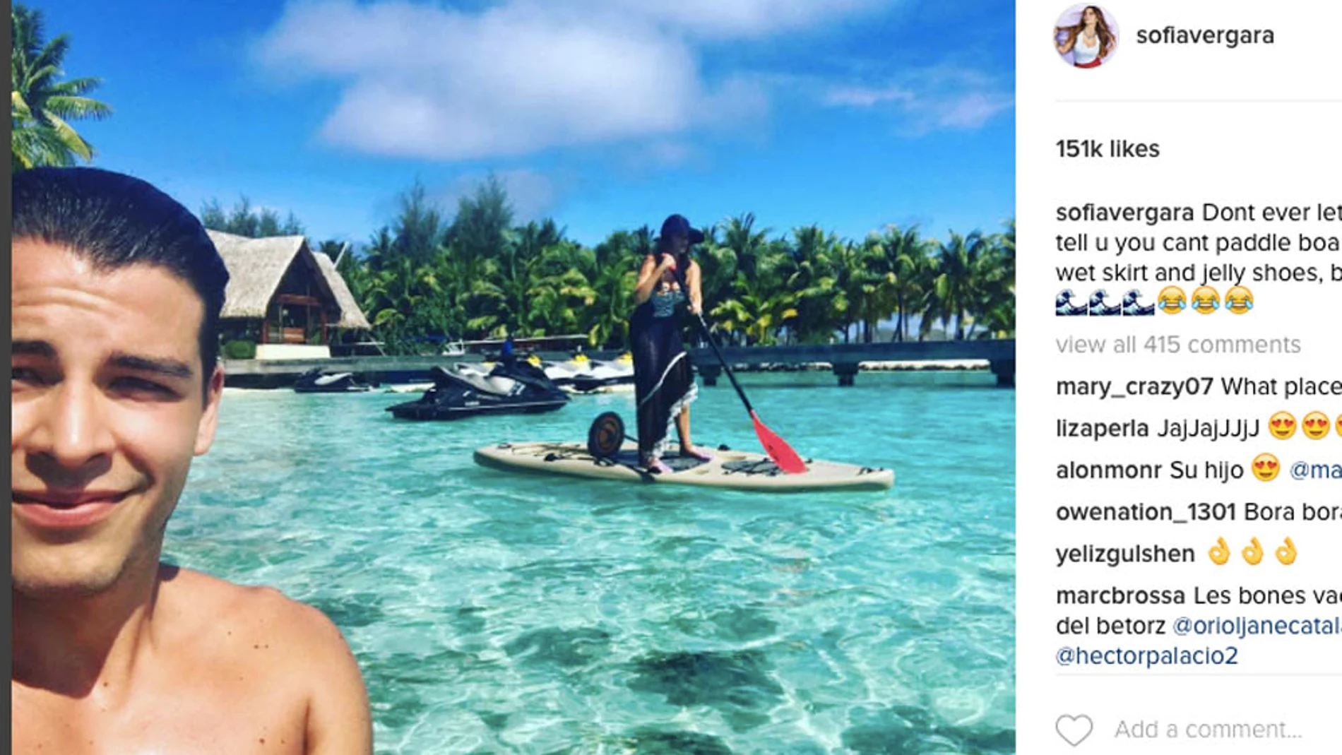 Sofía Vergara y su hijo Manolo, durante sus vacaciones en México Ⓒ Instagram