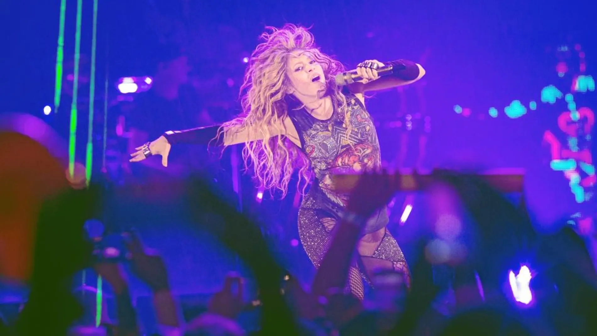 La colombiana Shakira, anoche en su concierto de Madrid / Foto: Rubén Mondelo