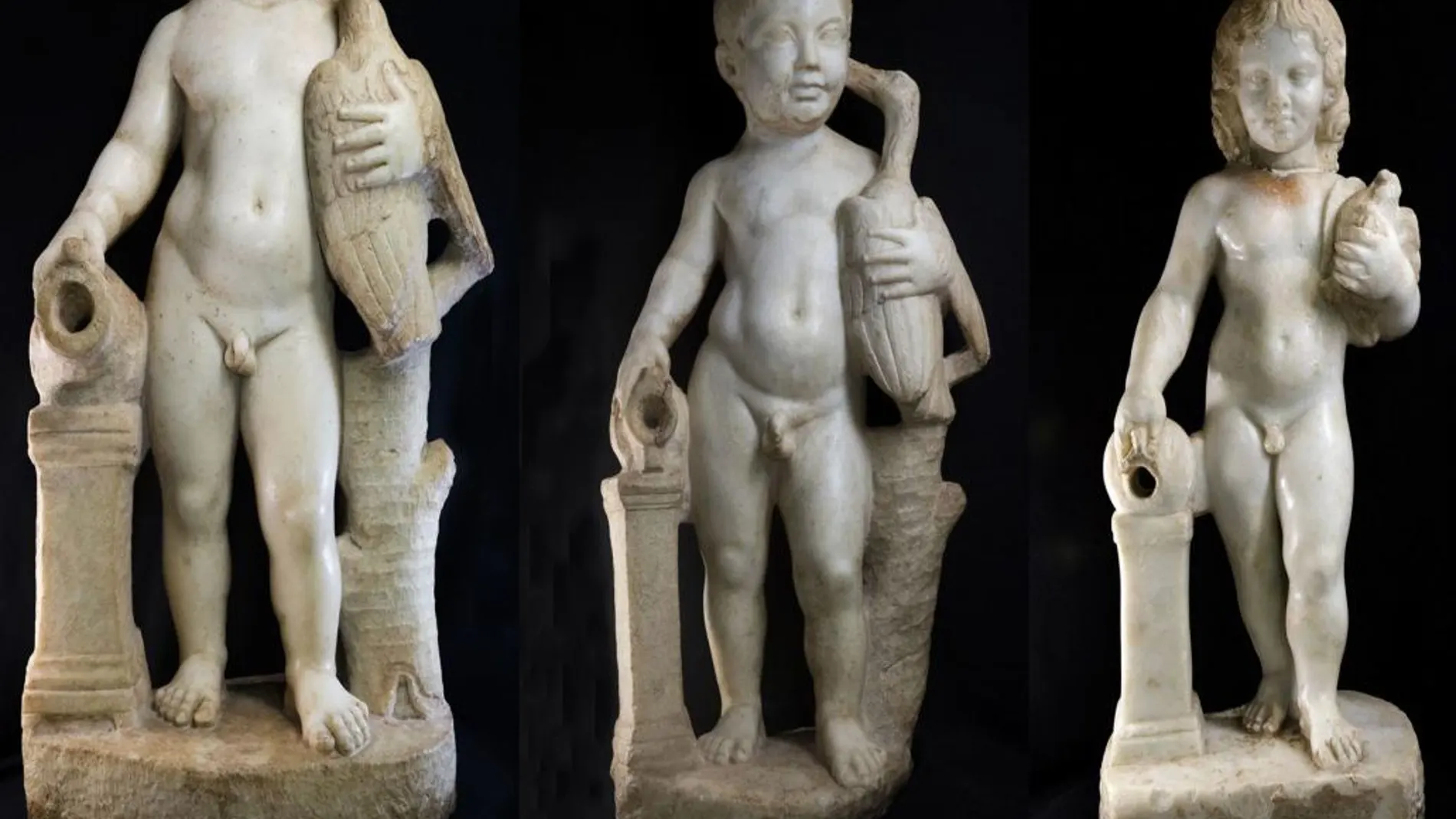 Las tres estatuas romanas recuperadas por el Seprona están en buen estado de conservación