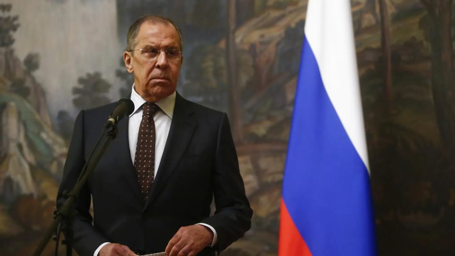El ministro de Exteriores ruso, Sergei Lavrov, hoy, en Moscú