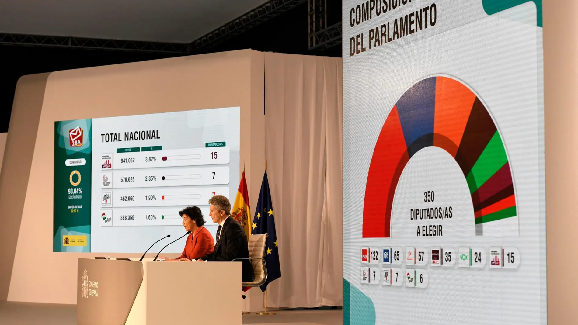 Isabel Celaá y Fernando Grande-Marlaska, durante la rueda de prensa