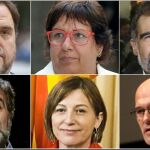 Oriol Junqueras, Dolors Bassa, Jordi Cuixart, Jordi Sánchez, Carme Forcadell y Raúl Romeva
