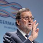 Mariano Rajoy, durante la rueda de prensa que ha ofrecido al término de la cumbre del G20 celebrada en Hamburgo (Alemania).