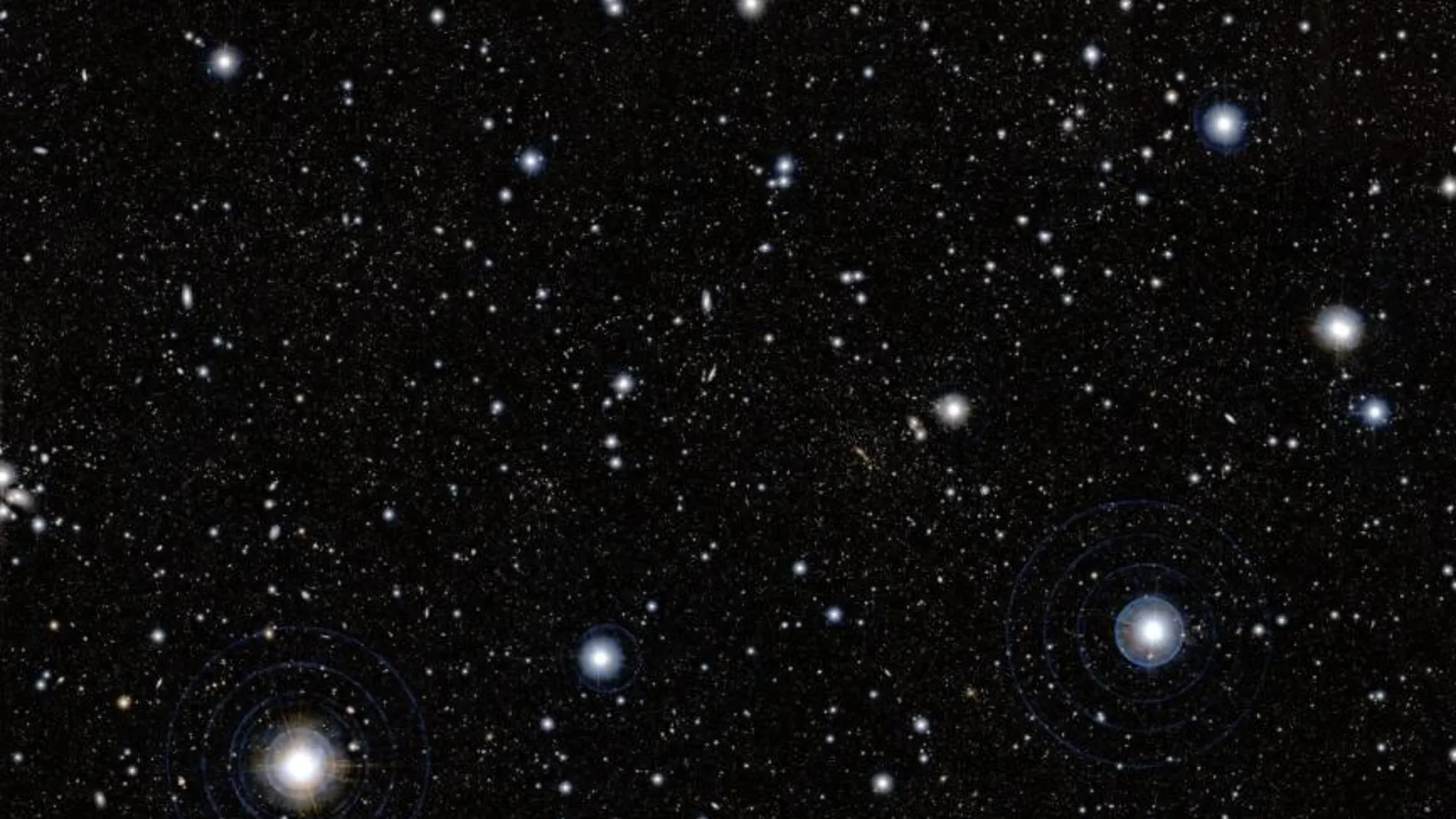 Conjunto de galaxias ubicado a casi siete mil millones de años-luz de distancia de la Tierra
