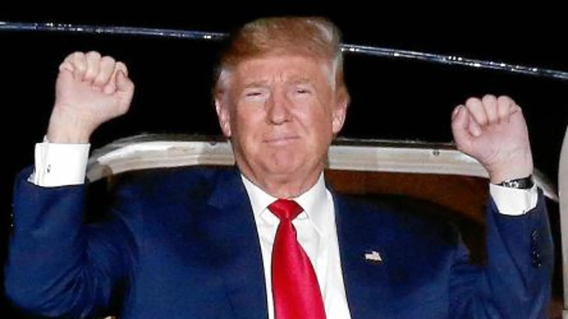 Donald Trump, a su llegada a uno de los tantos estados donde ha hecho campaña