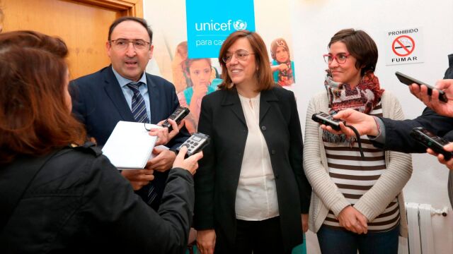 Alfonso Polanco y Ángeles Armisén, antes de la jornada en Palencia