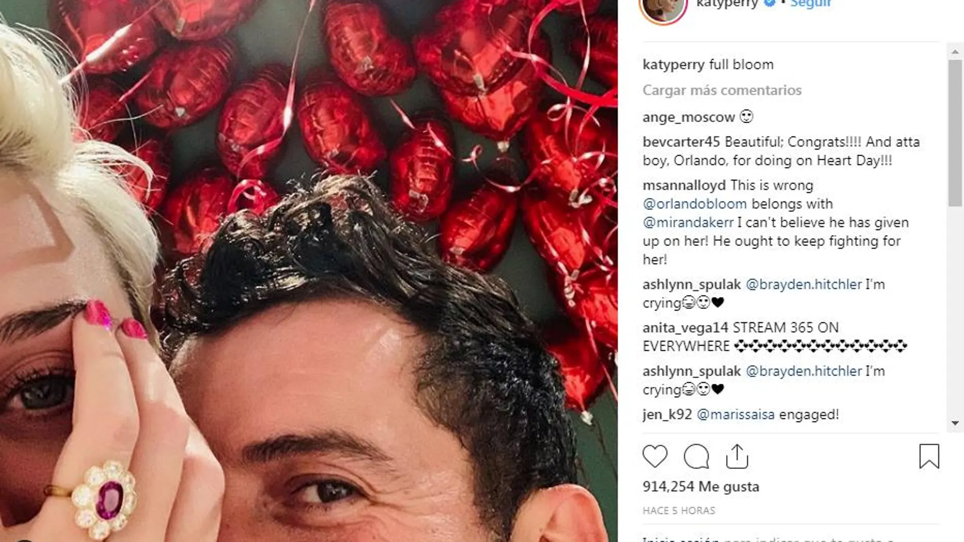 Katy Perry y Orlando Bloom, comprometidos en San Valentín