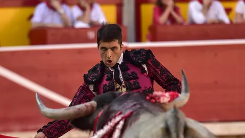 Javier Castaño el pasado domingo antes de su percance en Pamplona / EFE